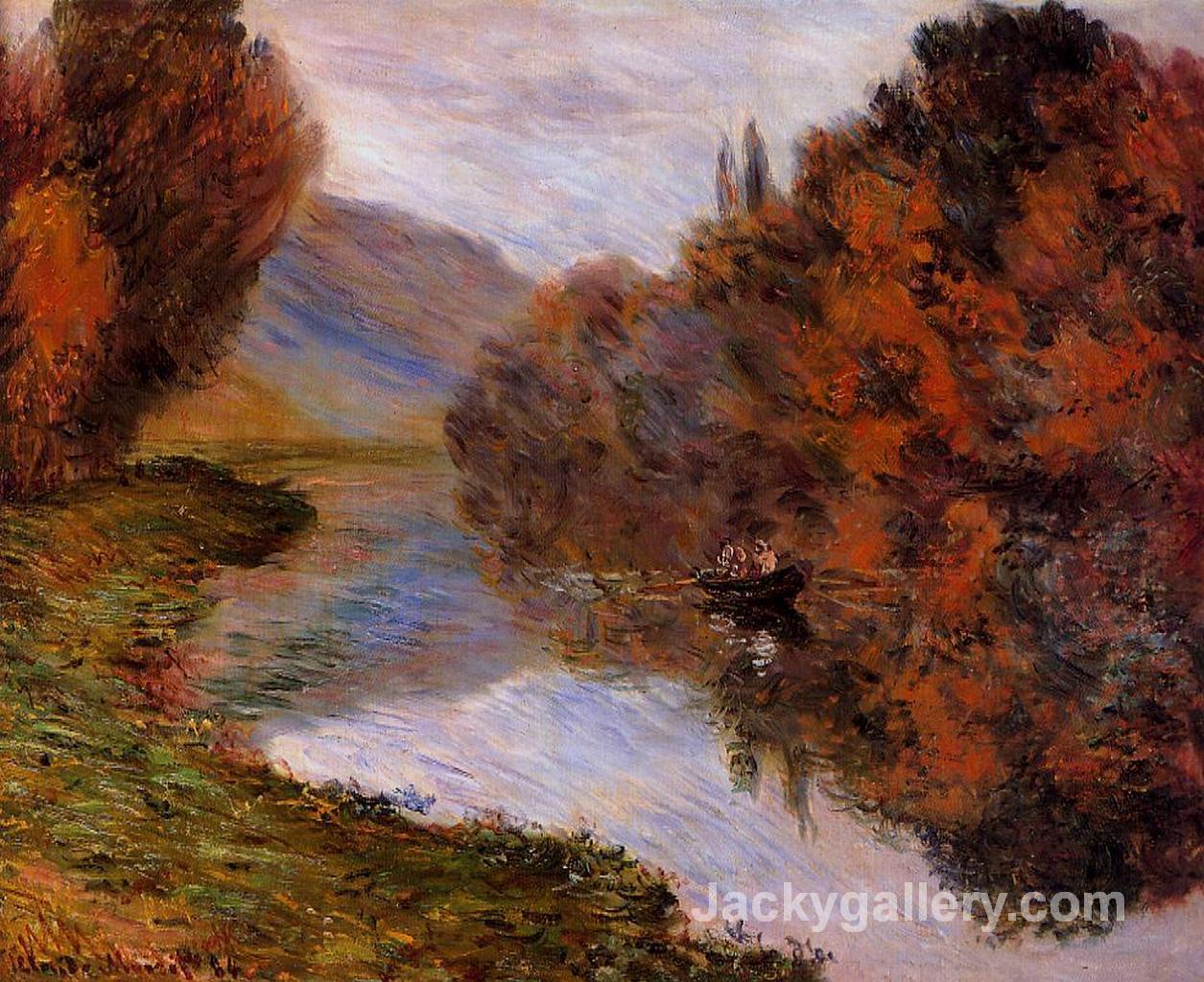 Rowboat on the Seine at Jeufosse by Claude Monet paintings reproduction